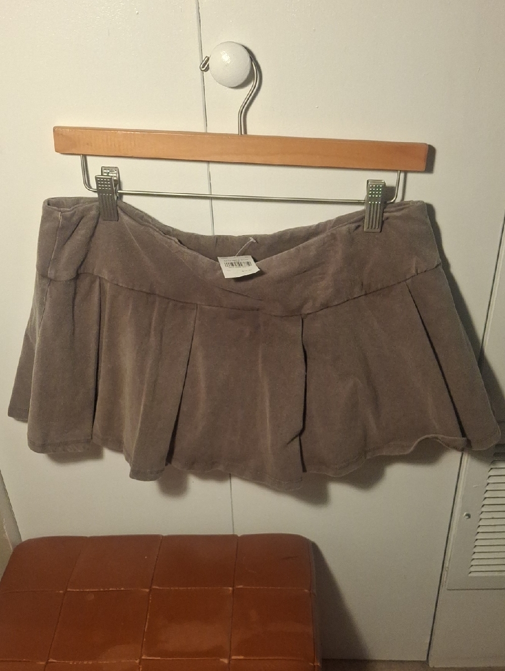 Julia Pleated Mini Skirt With Shorts in Taupe